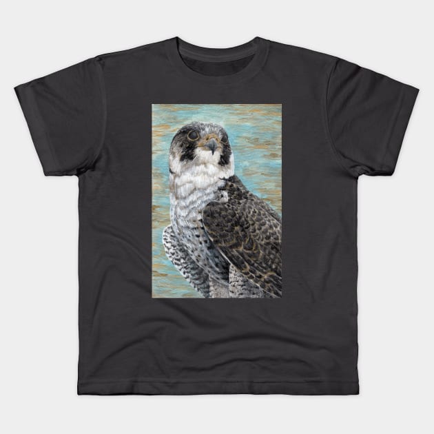 The Guardian - Peregrine Falcon Kids T-Shirt by MandalaSoul